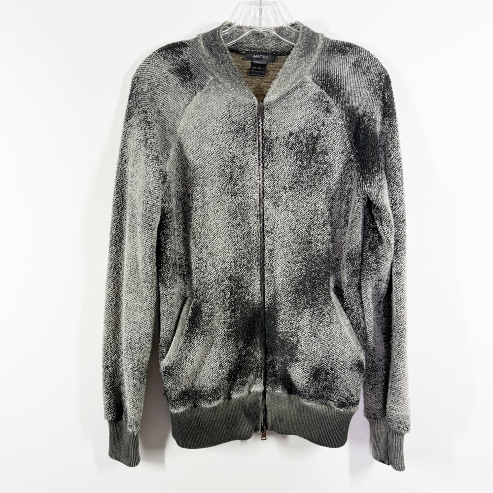 Avant Toi Gray Boucle Zip Up Sweater Jacket Size XS Designer Casual Winter